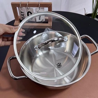 Nồi canh inox 3 lớp Lunkai [593] 24cm - 26cm thành thấp đa năng nấu lẩu xào rang LK593