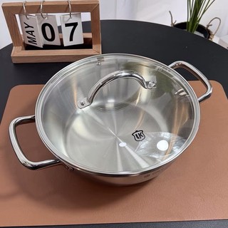 Nồi canh inox 3 lớp Lunkai [593] 24cm - 26cm thành thấp đa năng nấu lẩu xào rang LK593