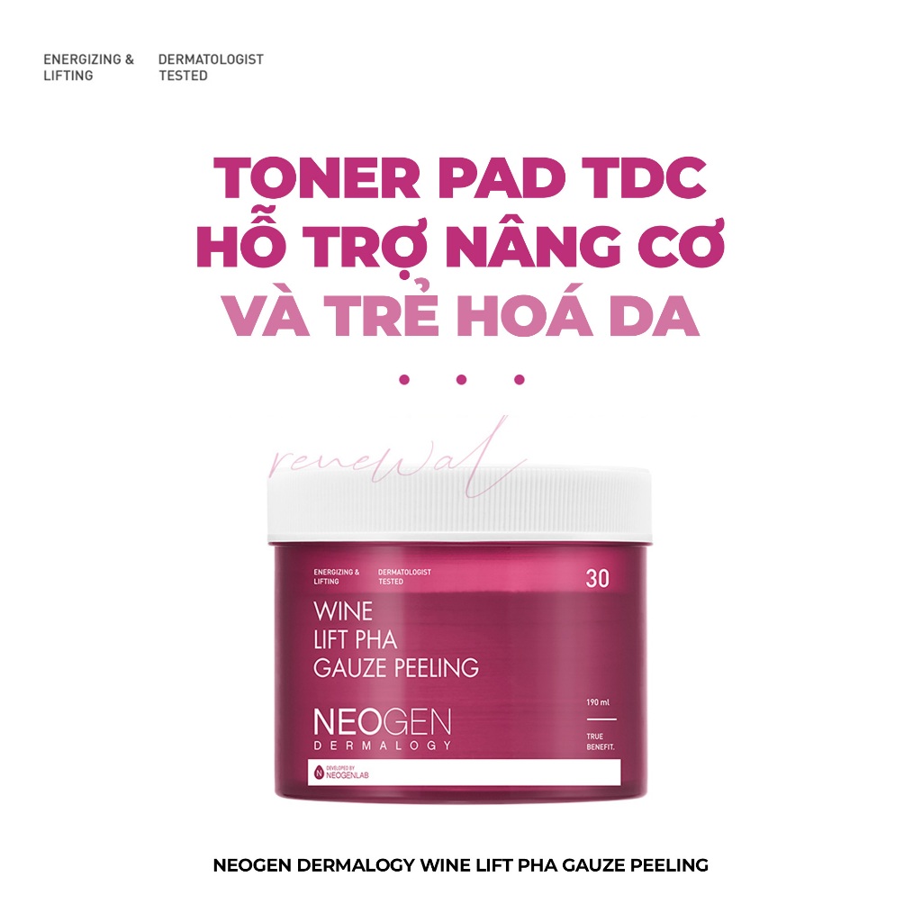 Ảnh Toner Pad Tẩy Tế Bào Chết Rượu Vang Nâng Cơ và Trẻ Hoá Da Neogen Dermalogy Wine Lift PHA Gauze Peeling 30 Miếng 2