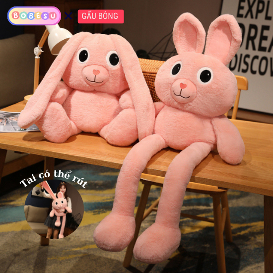 Gấu Bông Thỏ Rút Tai Thỏ Tai Dài Có Thể Rút Tai Thu Chân Vào Ngỗ Nghĩnh Gấu Bông Teddy Tai Dài Đáng Yêu