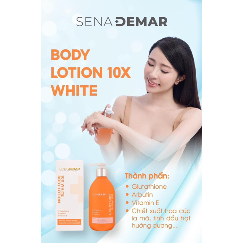 Kem body sena demar 10x white body lotion giúp dưỡng trắng da 300ml - hạn 2028 kem body senademar Hàn Quốc  IS177