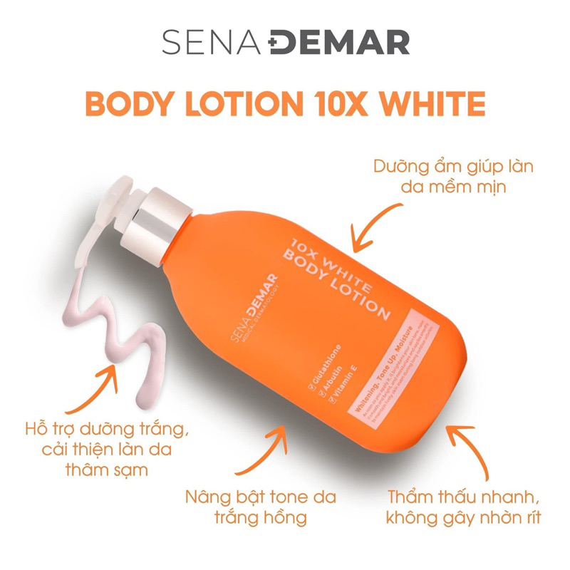 Kem body sena demar 10x white body lotion giúp dưỡng trắng da 300ml - hạn 2028 kem body senademar Hàn Quốc  IS177