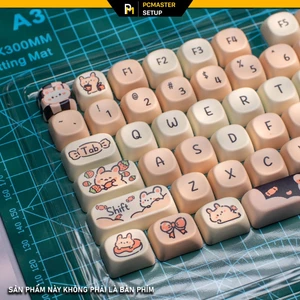 Keycap moa Pink Rabbit nhựa pbt dày 1.5mm họa tiết dyesub không mờ dùng cho bàn phím cơ