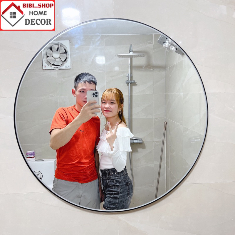 Gương tròn khung hợp kim nhôm cao cấp màu siêu đẹp , Gương treo nhà tắm hình tròn decor xinh phù hợp mọi không gian