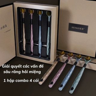 Bàn chải đánh răng đa chiều ECO, Bộ 4 chiếc lông mềm đánh bay mọi mảng bám sạch sẽ khoang miệng