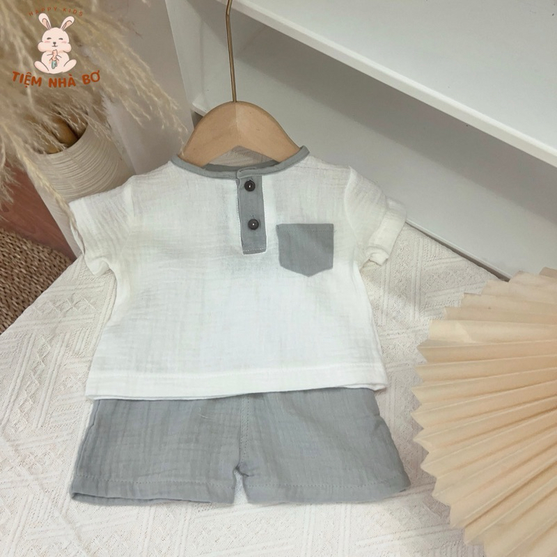 Set Bộ Hè Cho Bé Trai Vải Xô Muslin Siêu Mát, Mềm Mịn Cho Bé Trai Liena’S Closet