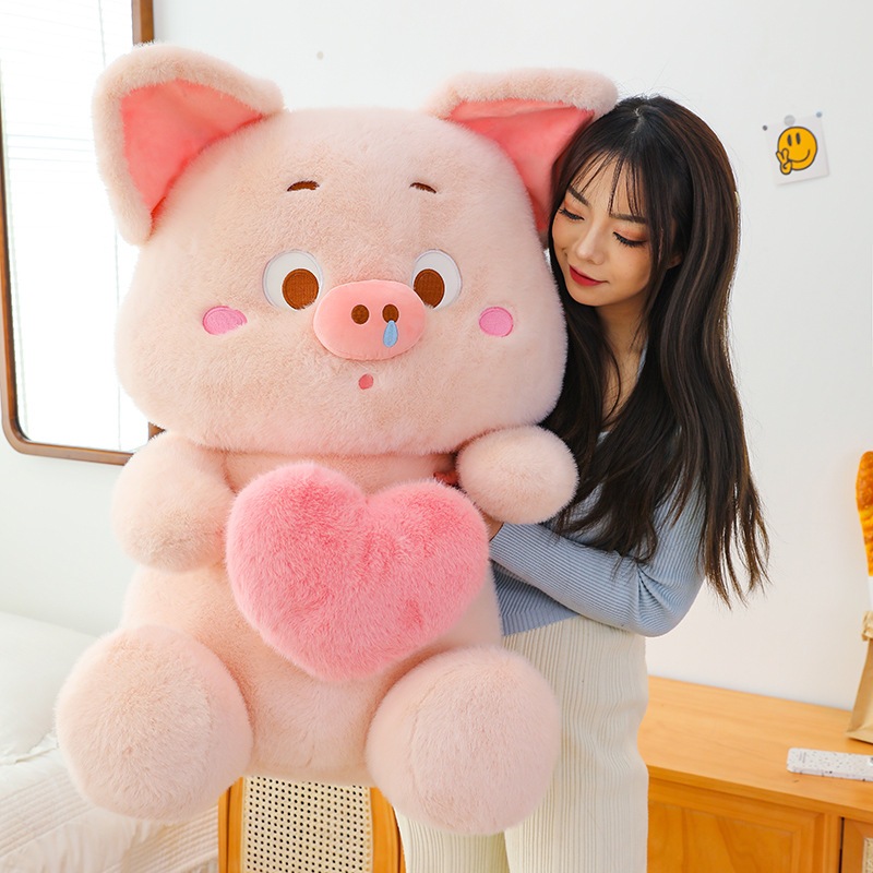 Gấu Bông Heo Lông Sổ Mũi Ôm Trái Tim Thú Nhồi Bông Cute Heo Tim Quà Tặng Đáng Yêu - G141