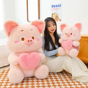 Gấu Bông Heo Lông Sổ Mũi Ôm Trái Tim Thú Nhồi Bông Cute Heo Tim Quà Tặng Đáng Yêu - G141