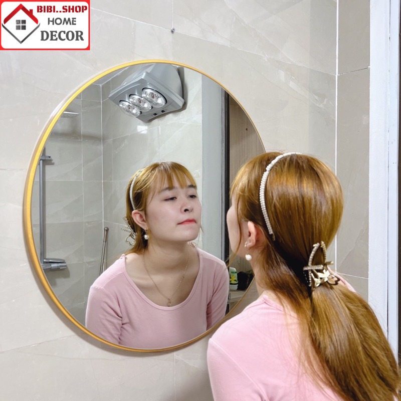 Gương tròn khung hợp kim nhôm cao cấp màu siêu đẹp , Gương treo nhà tắm hình tròn decor xinh phù hợp mọi không gian