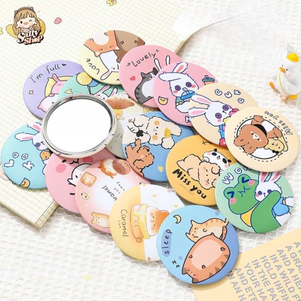 Gương Mini trang điểm Họa Tiết Dễ Thương - Phụ Kiện Hoàn Hảo Cho Túi Xách