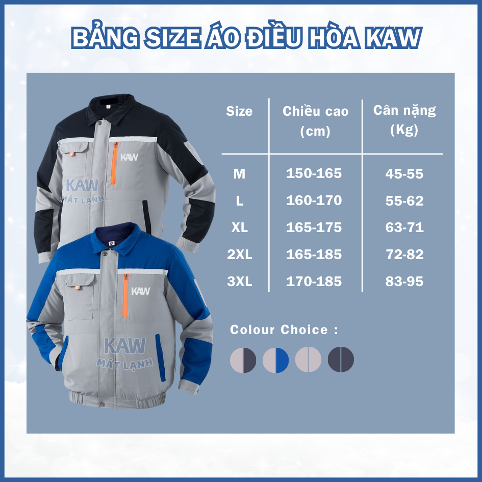 Áo Điều Hòa KAW Chính Hãng - Pin Khỏe 12-15H - Quạt Mát - Chống Nắng Nóng Và An Toàn