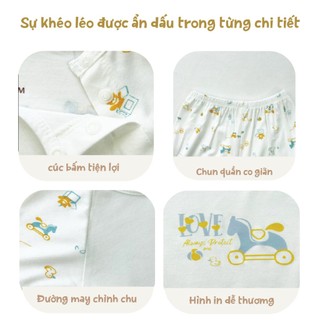 BST cộc tay cài lệch họa tiết dễ thương Me & Con+ cho bé trai, bé gái, quần áo trẻ em mềm mịn