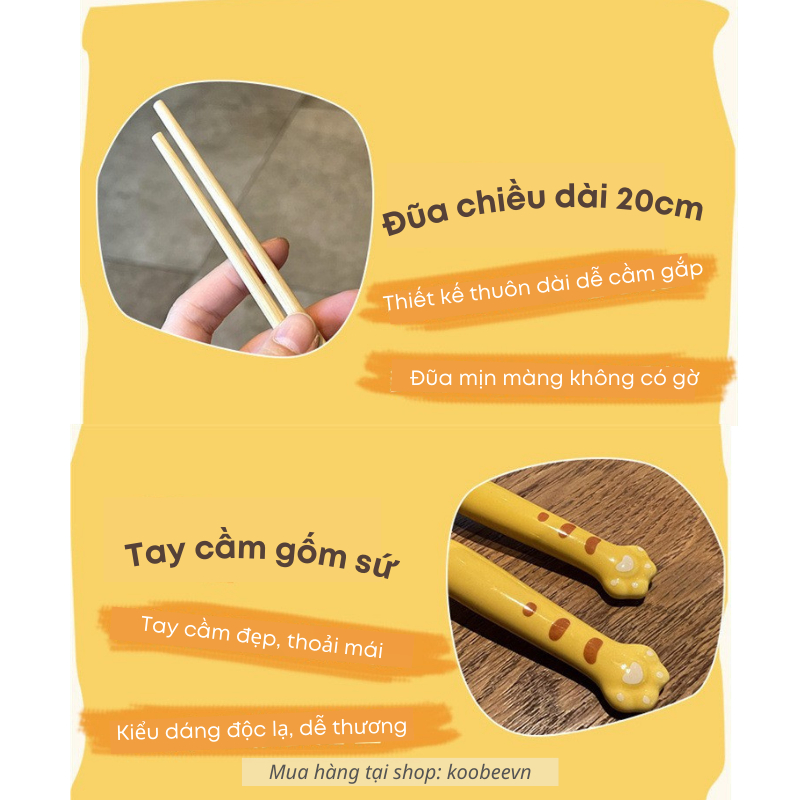 Bộ Thìa Nĩa Inox Cán Sứ Hoạt Hình Cute KOOBEE – Ăn Cá Nhân, Trẻ Em, Dân Văn Phòng & Du Lịch | 112