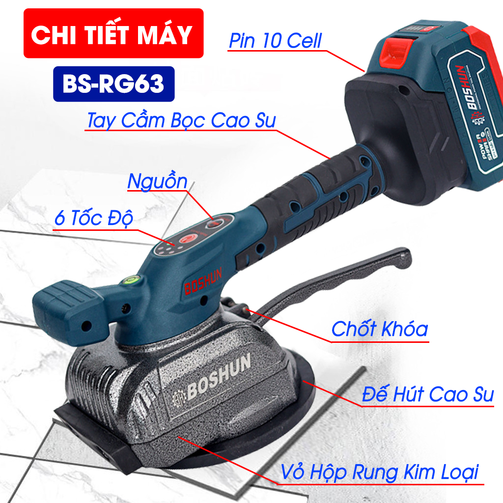 [CHÍNH HÃNG] Máy Ốp Lát Gạch Sàn Boshun BS-RG63 Siêu Khỏe - Máy Lát Gạch Men - Ốp Gạch Tiện Dụng