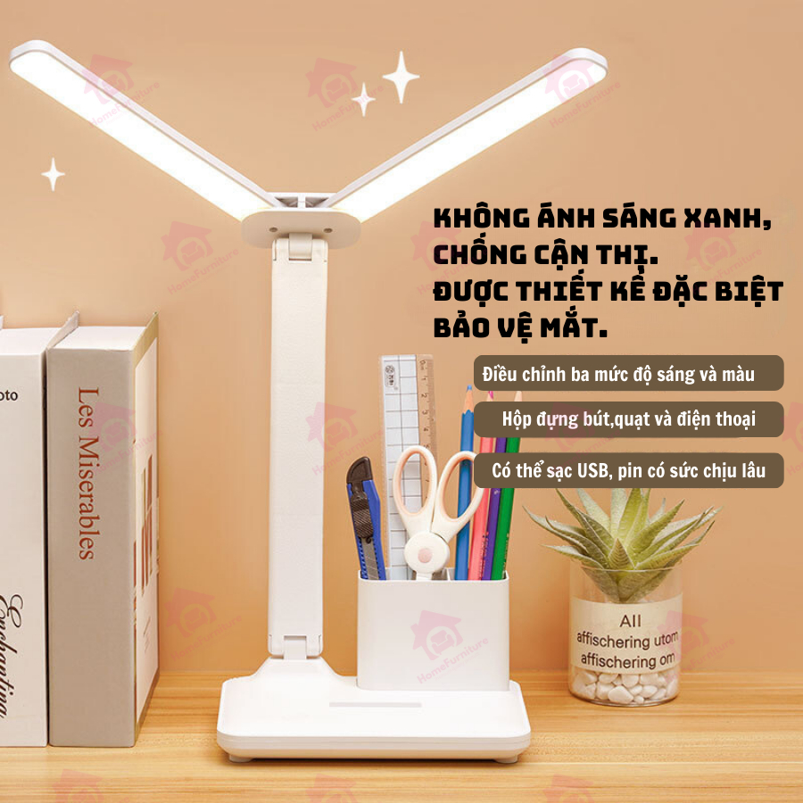 Đèn Bàn Học Chống Cận 4000mAh 2 Đầu Led | Đèn Học Đèn Đọc Sách 3 Màu ...