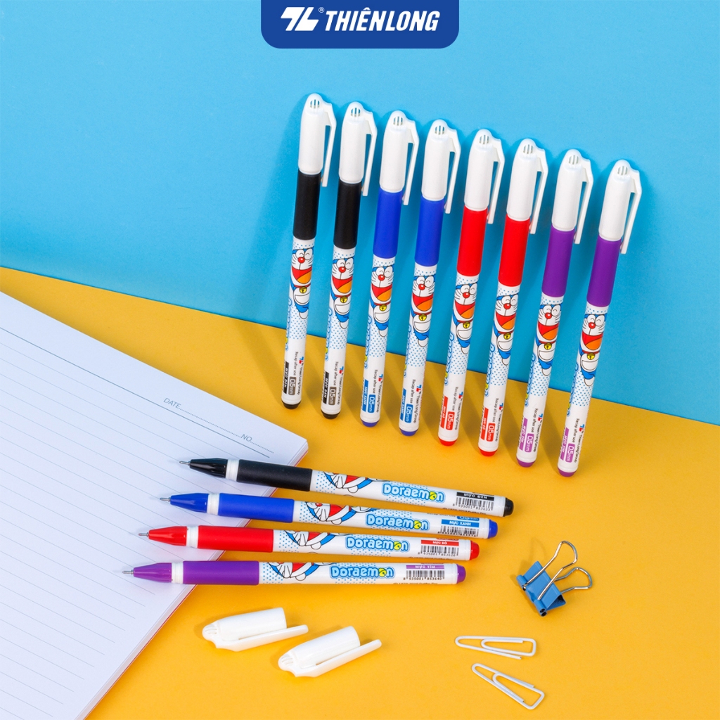 Product image Combo 5/10/20 Bút Gel Thiên Long Doraemon GEL-012/DO ngòi 0.5mm mực xanh/đỏ/đen/tím thân bút in hình nhân vật Doraemon 1