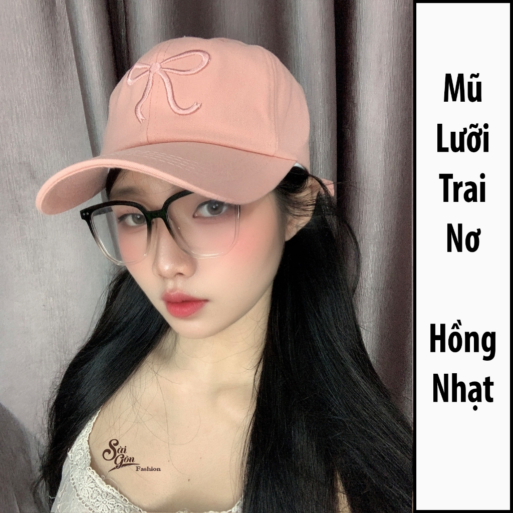 Mũ lưỡi trai thêu Nơ chất Kaki Cao Cấp Form Unisex Nam Nữ