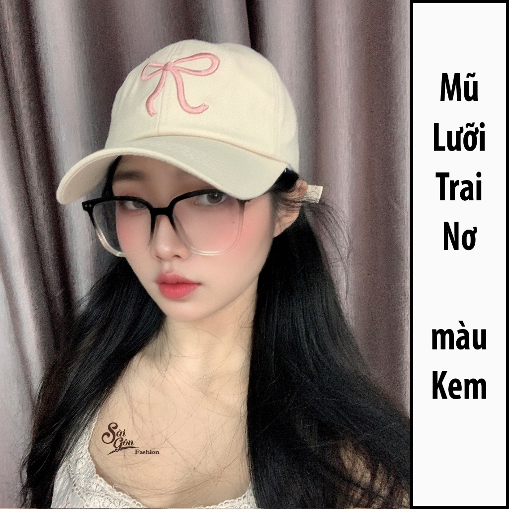 Mũ lưỡi trai thêu Nơ chất Kaki Cao Cấp Form Unisex Nam Nữ