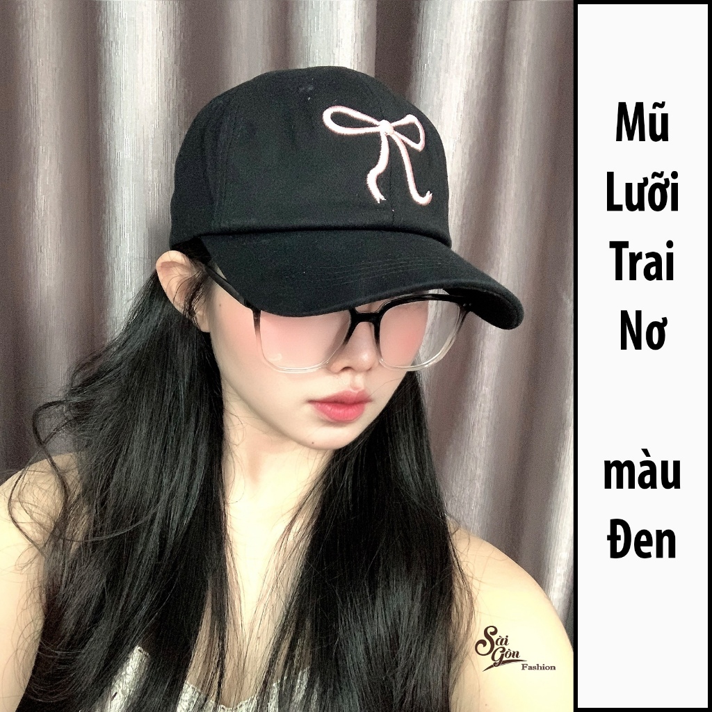 Mũ lưỡi trai thêu Nơ chất Kaki Cao Cấp Form Unisex Nam Nữ