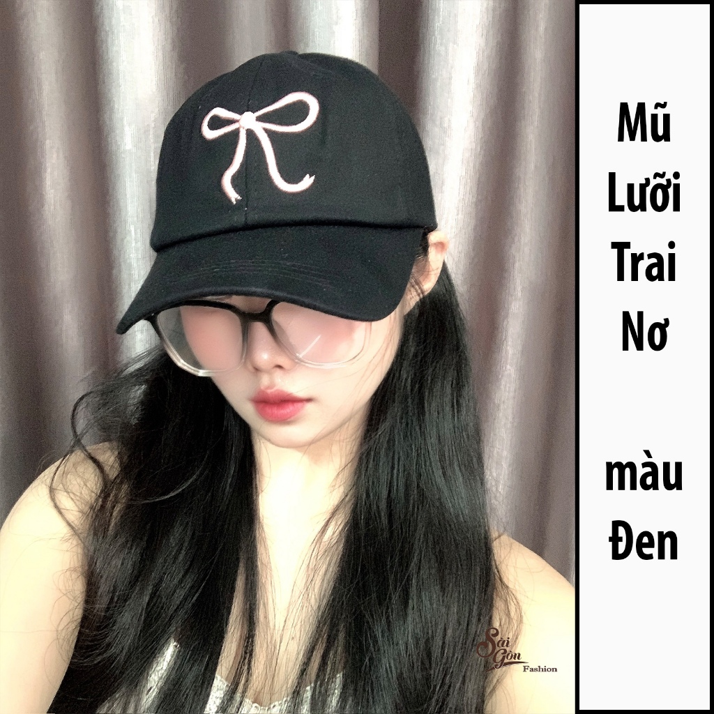 Mũ lưỡi trai thêu Nơ chất Kaki Cao Cấp Form Unisex Nam Nữ
