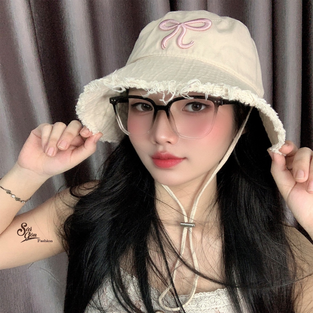 Mũ lưỡi trai thêu Nơ chất Kaki Cao Cấp Form Unisex Nam Nữ
