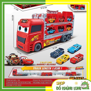 Ô Tô Đồ Chơi Xe Tải 3 Tầng Kèm 6 Xe Đua Nhỏ Dài 1m65 Mô Hình Đường Đua Xe Dài 1.65m Gấp Gọn Xe Đồ Chơi Cho Bé Trai - BKL