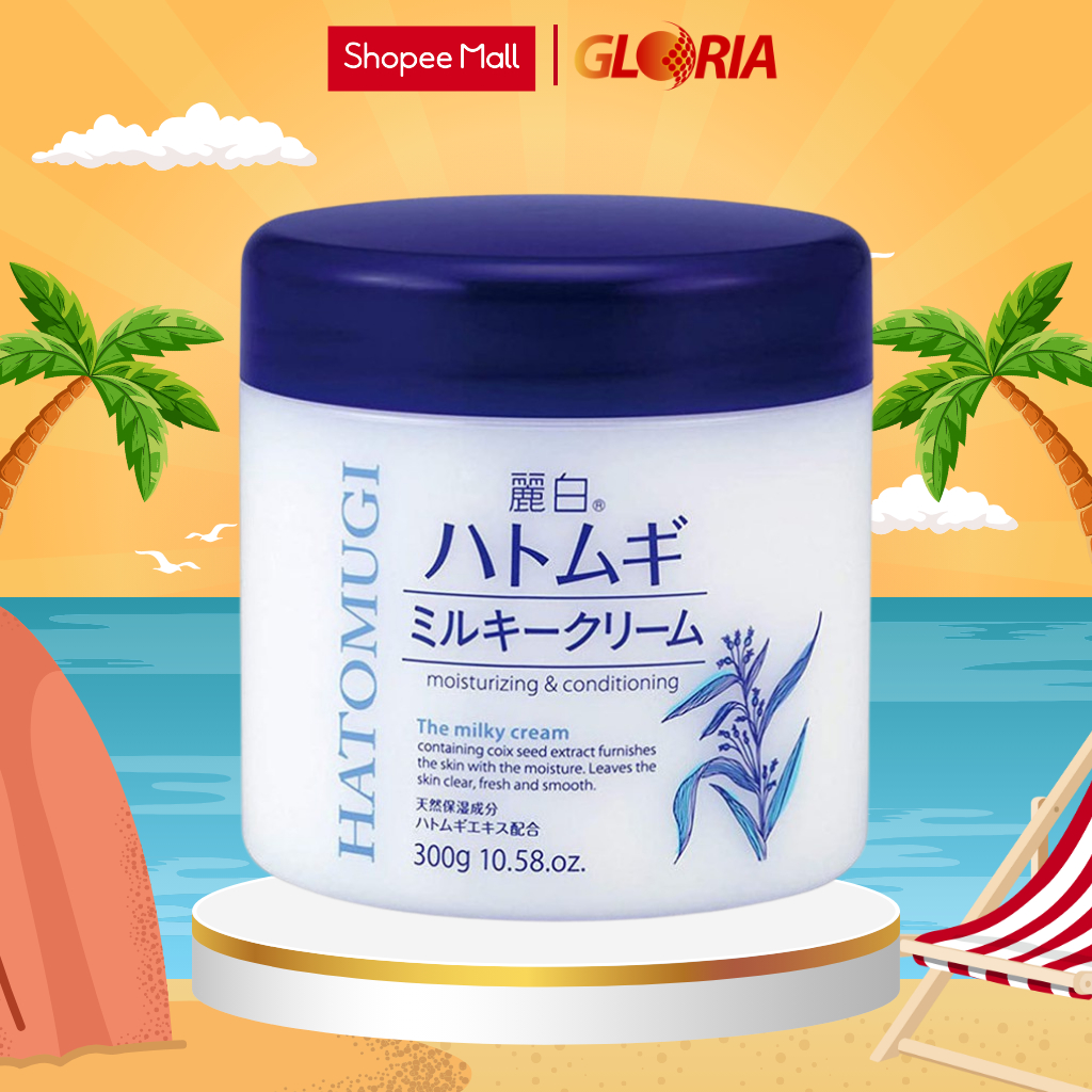 Kem Dưỡng Ẩm, Làm Sáng, Trẻ Hóa Da Mặt Reihaku Hatomugi Moisturizing & Conditioning Milky Cream 300g