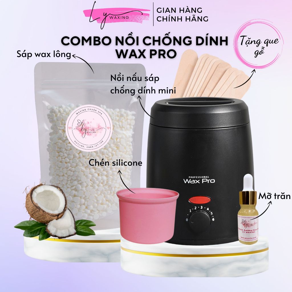 COMBO Nồi Nấu Sáp Wax Lông chống dính mini+Sáp Wax Triệt lông LY WAXING ...