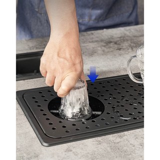 Volcano Khay rửa ca, ly quầy bar khuyên khối âm sàn inox 304 (425x 230)mm