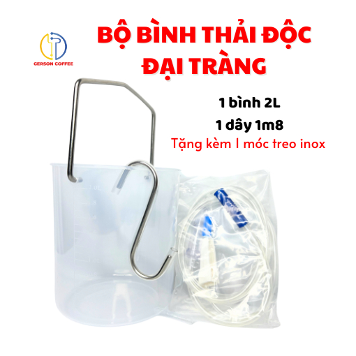 Combo Bình truyền nhựa 2L kèm dây 1m8/silicone + Móc treo inox