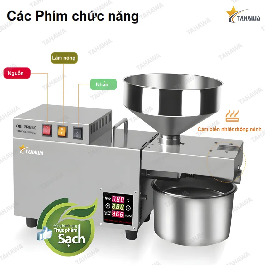 Máy ép dầu thực vật Nóng và Lạnh cao cấp Tahawa Nhật Bản TH-S9S-Bảo Hành chính hãng 2 Năm - Ép kiệt bã Sản Lượng Dầu Cao