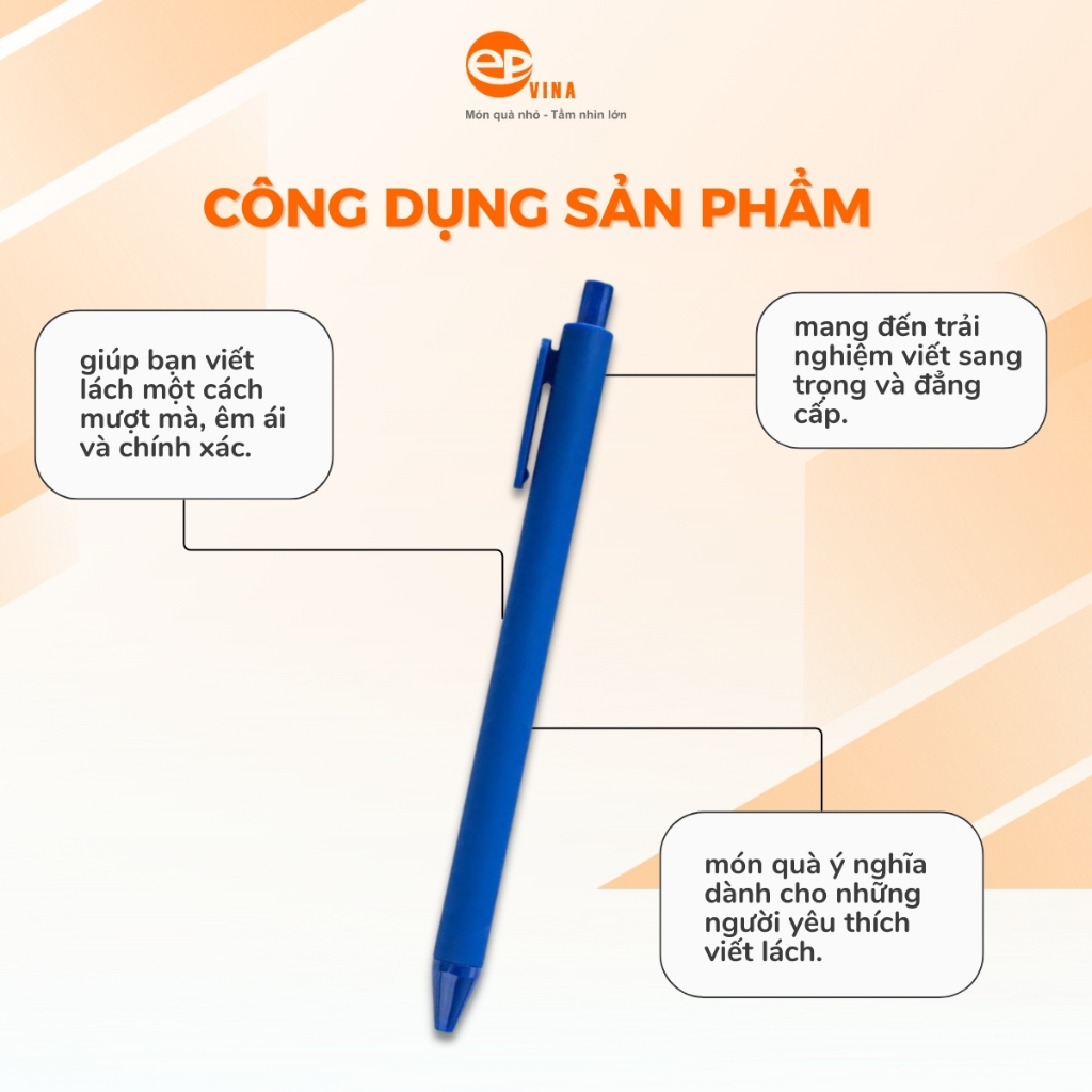 Bút Bi Vỏ Nhựa Epvina Gift Nhiều Màu Mực Xanh Thiết Kế Tối Giản Gọn Nhẹ Dễ Sử Dụng