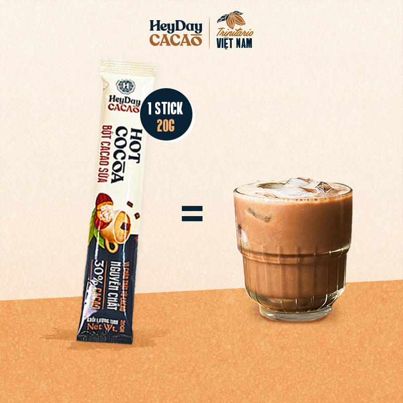 Ảnh Bột Cacao Sữa Gói Tiện Lợi 20g - Vị truyền thống, Vị sữa dừa - Đậm vị từ cacao nguyên chất - Heyday 2