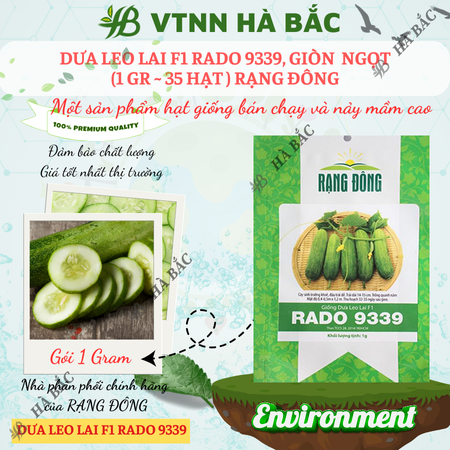 Hạt Giống Dưa Leo Lai F1 RADO 9339 (Gói 1g~35 Hạt) Rạng Đông, Trái Dài, Giòn Ngọt, Trái Sai, Trồng Quanh Năm