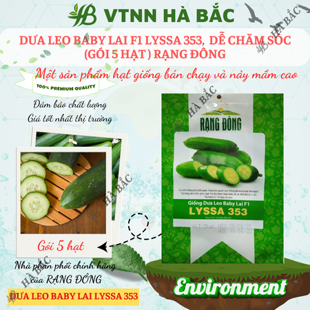 Hạt Giống Dưa Leo Baby Lai F1 Lyssa RADO 353 (Gói 5 Hạt) Rạng Đông, Siêu Trái, Giống Tự Thụ Phấn – [Dưa Chuột Chùm]