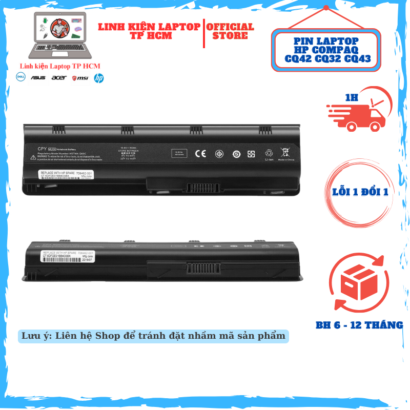 Pin laptop HP Compaq CQ32 CQ42 CQ43 CQ56 CQ57 CQ62 CQ72, G4 G6 G7 DM4 ...