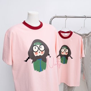 Set Bộ Đồ Nữ Áo Phông In Hình Cô Gái Màu Hồng Mix Quần Kẻ Dài Suông Ống Rộng Phong Cách Năng Động Thoải Mái