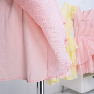 Đầm Nữ Xốp Tầng Tay Bèo Cổ V Ngực Đính Nơ Phong Cách Tiểu Thư Nhẹ Nhàng