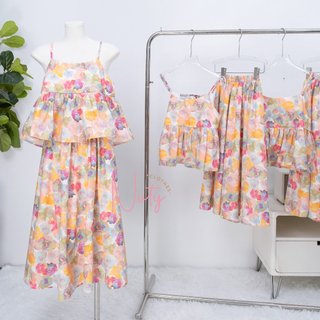 Set Váy Nữ Phong Cách Retro Áo 2 Dây Kèm Chân Váy Dáng Suông Có Eo Bo Chun Mẫu Hoa Nhiều Màu Sắc