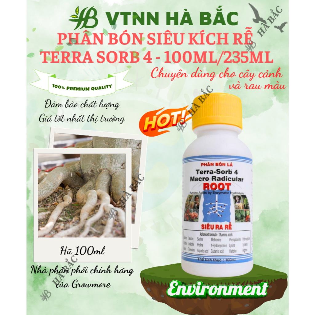 Phân Bón Lá Siêu Kích Rễ Terra Sorb 4, tăng khả năng chống hạn, ngập úng, phèn mặn - (chai 100ml/235ml)