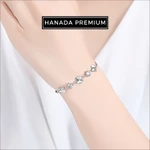 Lắc Tay HANADA Đá Moissanite Round 5MM Phối Cỏ Bốn Lá Đính Đá Bạc 925 Phủ Bạch Kim Không Đen Không Mờ 1733 G4 — ảnh 5
