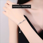 Lắc Tay HANADA Đá Moissanite Round 5MM Phối Cỏ Bốn Lá Đính Đá Bạc 925 Phủ Bạch Kim Không Đen Không Mờ 1733 G4 — ảnh 4
