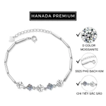Lắc Tay HANADA Đá Moissanite Round 5MM Phối Cỏ Bốn Lá Đính Đá Bạc 925 Phủ Bạch Kim Không Đen Không Mờ 1733 G4 — ảnh 2