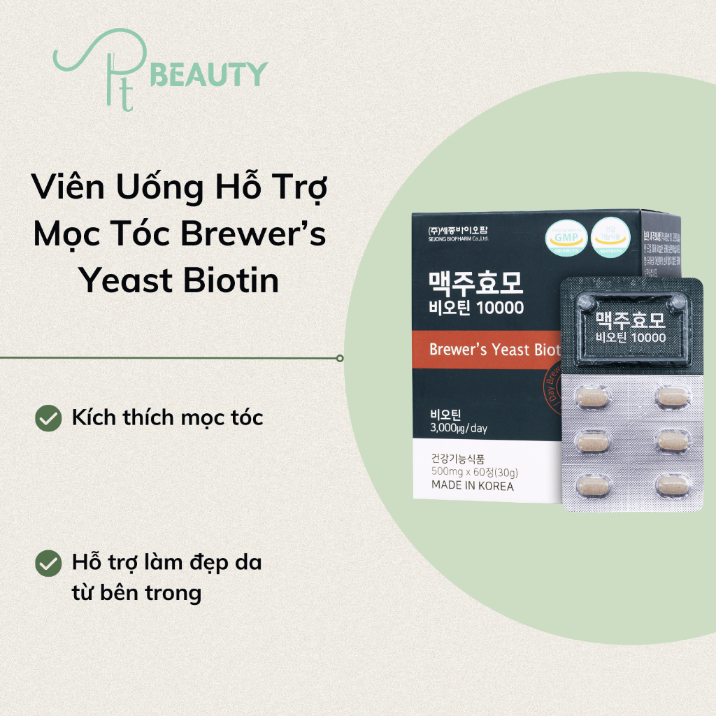 Viên Uống Sejong Biopharm Biotin Ngăn Rụng Tóc, Hỗ Trợ Mọc Tóc - Hộp 60 ...