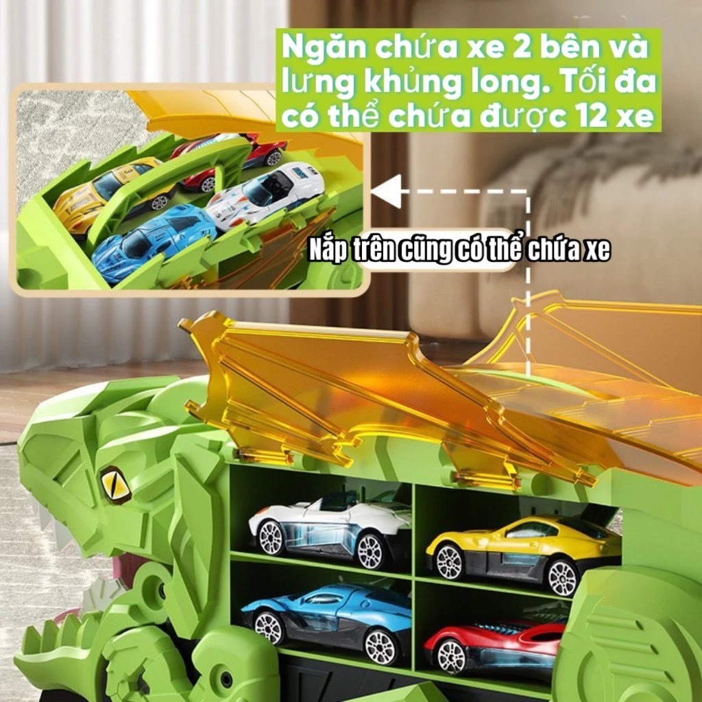 Ô Tô Đồ Chơi Trẻ Em Khủng Long Nuốt Xe Cầu Trượt Cho Trẻ Em - Đồ Chơi Xe Khủng Long Nuốt Xe