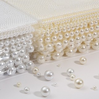 Hạt Ngọc Trai Nhựa ABS Có Lỗ Không Lỗ 4mm 6mm 8mm 10mm 12mm Loại Tốt Xỏ Charm Làm Hoa Xỏ Vòng Đính Áo Trang Trí Handmade