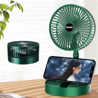Quạt tích điện mini Super gấp gọn có thể kéo dài 3 tốc độ gió xoay 360 cổng sạc usb tiện dụng,