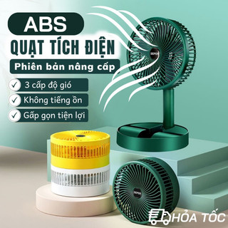 Quạt tích điện mini Super gấp gọn có thể kéo dài 3 tốc độ gió xoay 360 cổng sạc usb tiện dụng,