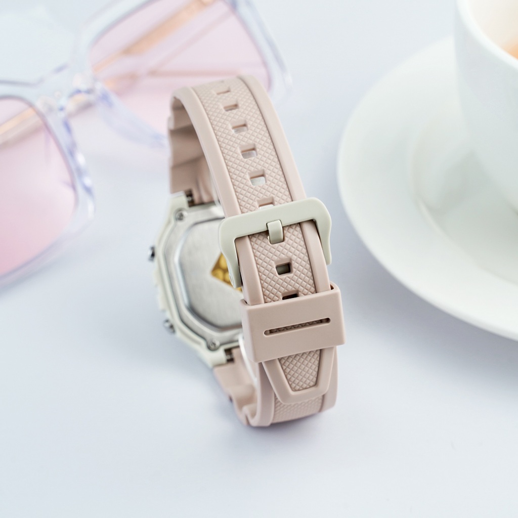 Ảnh Đồng Hồ Casio Nữ Điện Tử W-218HC-4A2VDF Mặt Vuông Dây Cao Su Chính Hãng 4