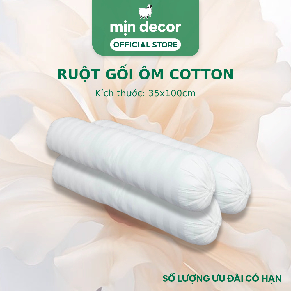 Ảnh Ruột Gối Ôm Cotton Mịn Decor, Ruột Ôm Bông Gòn Mềm Mại, Kích Thước 35x100cm 2